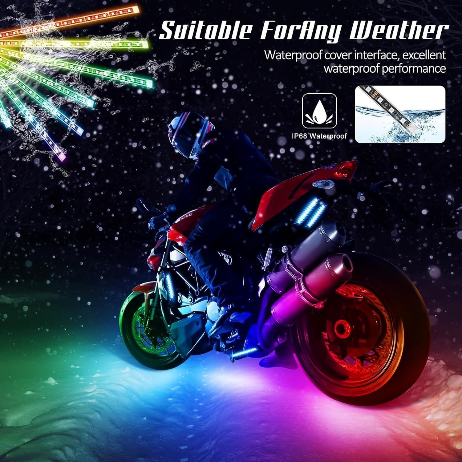 6 Pcs Motorcycle LED Light Kits, App Control Multicolor Waterproof Motorcycle...