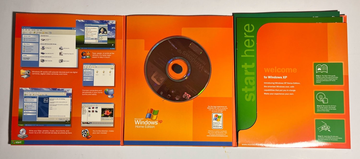 Microsoft Windows XP Home Edition PC Software 2002 CD Manual With Product Key