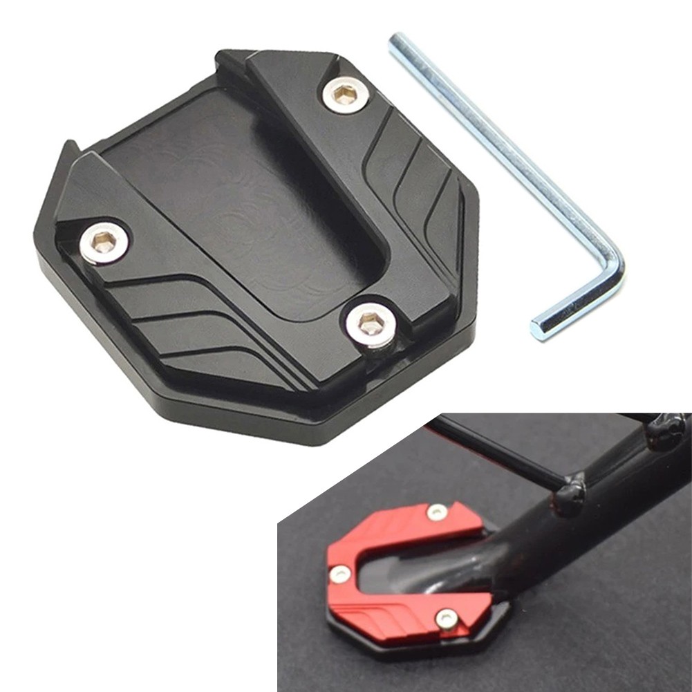 Motorcycle Bikes Kickstand Extender Foot Side Stand Extension Pad Black Plate