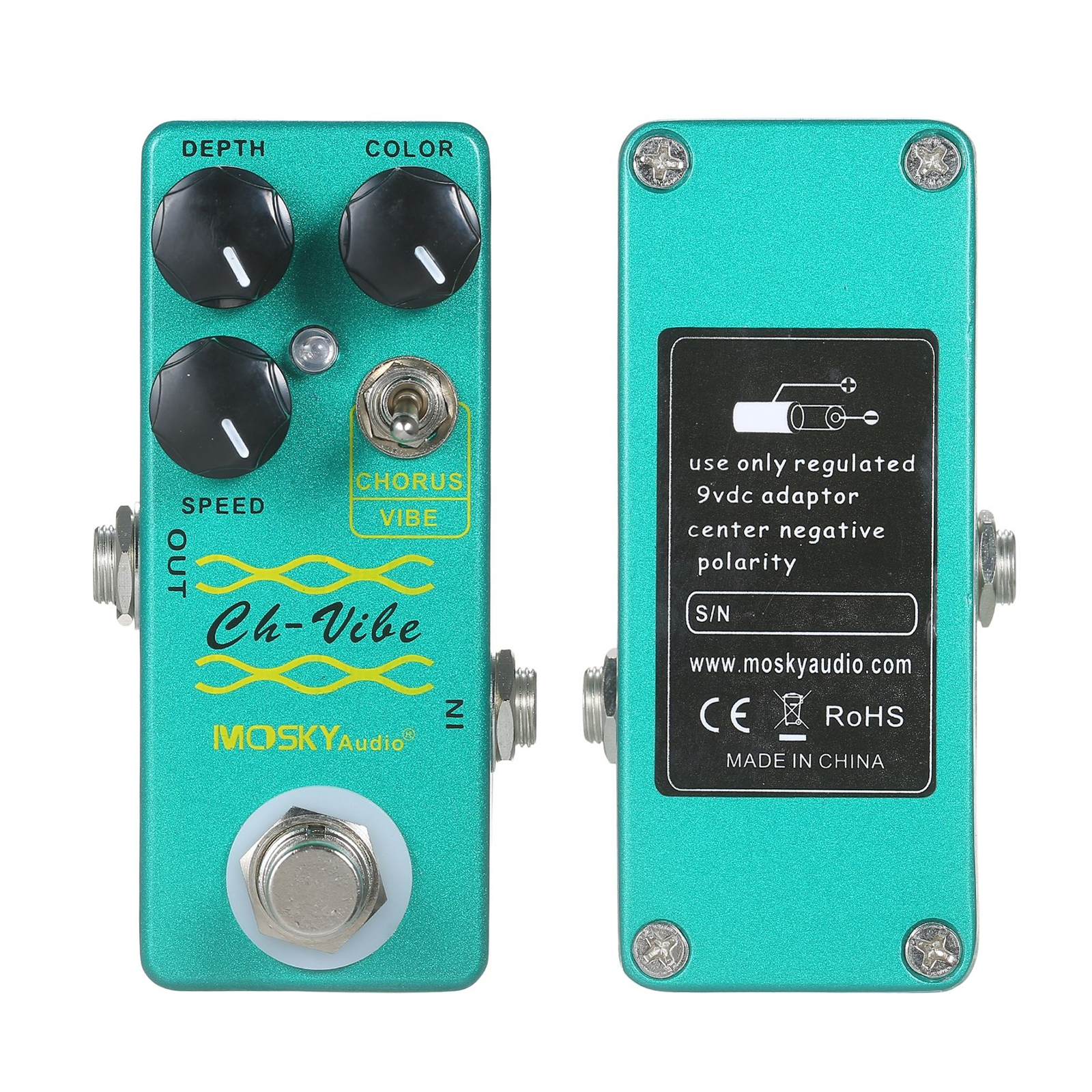 MOSKYaudio Chorus Vibe Guitar Effect Pedal True Bypass 3 Control Knobs Metal