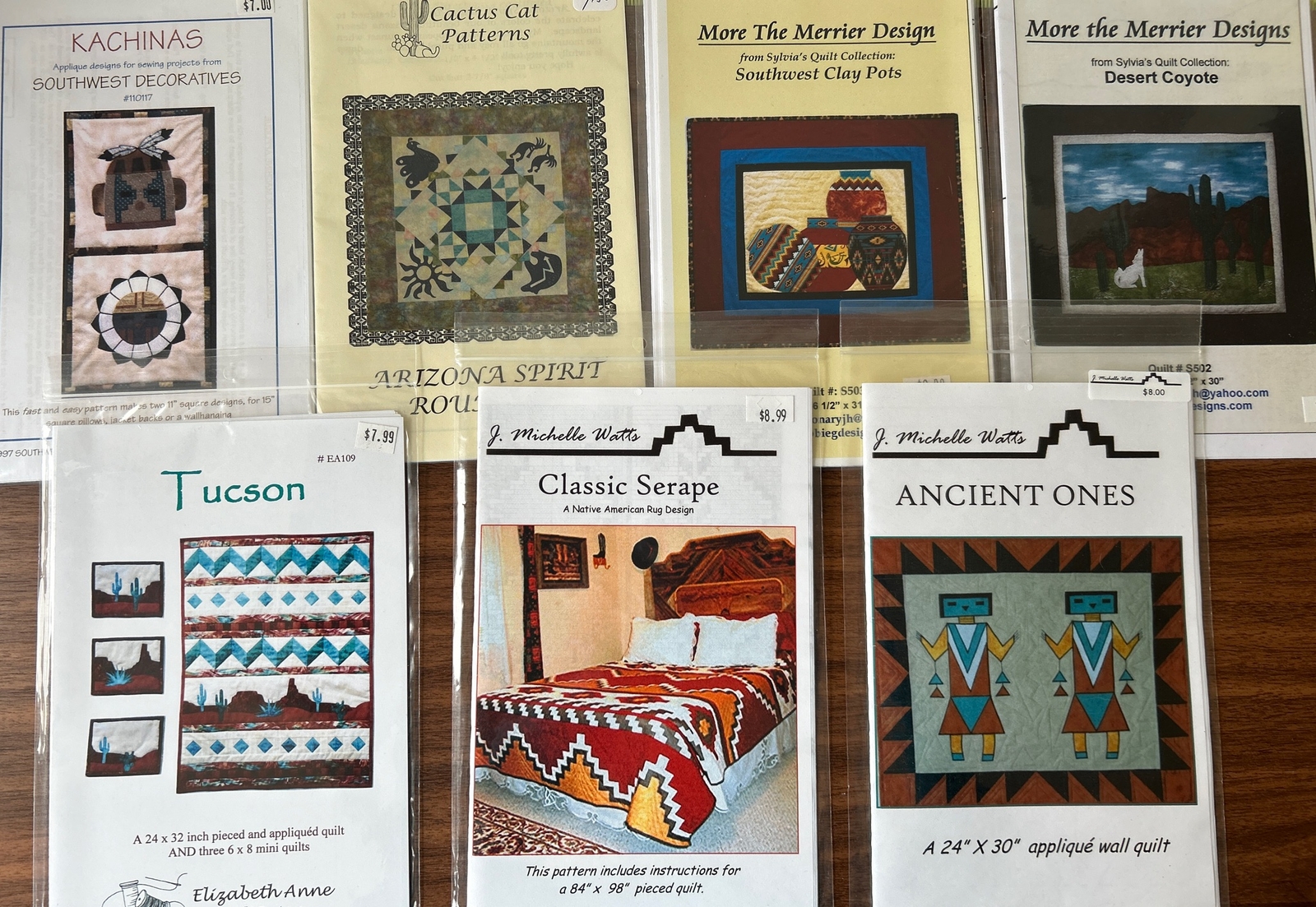 LOT OF 7 QUILT PATTERNS SOUTHWEST KACHINA TUCSON AZTEC F31