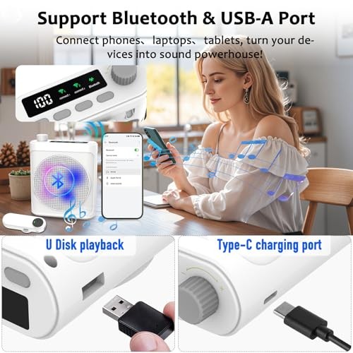 Voice Amplifier Wireless Microphone with Magnetic Lavalier, Portable Voice