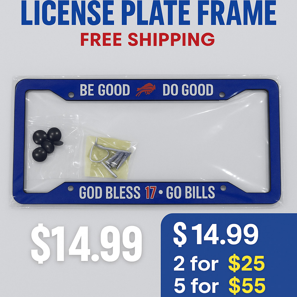Buffalo Bills License Plate Frame | Metal | God Bless 17 | Josh Allen Fan Gift