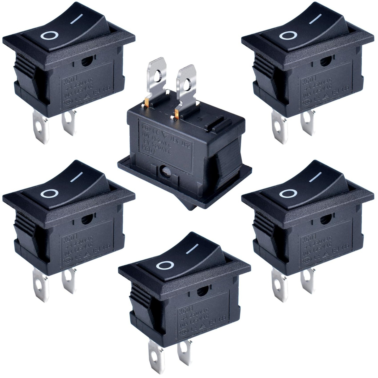 6 Pcs Boat Rocker Switch Snap In Toggle Switch SPST On Off 2 Pin 2 Position A...