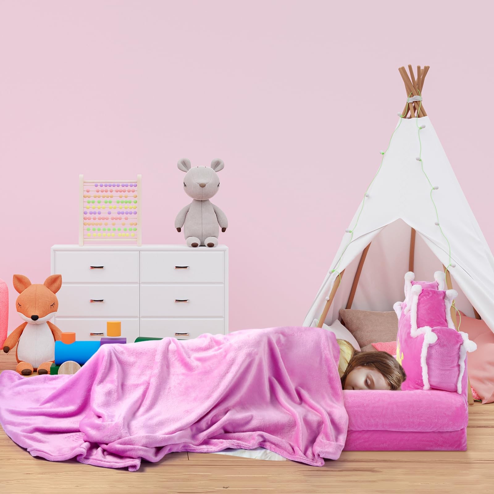 Gifts for Couch 2 in 1 Couch Fold Out with Flannel Blanket Set Soft Princess ...
