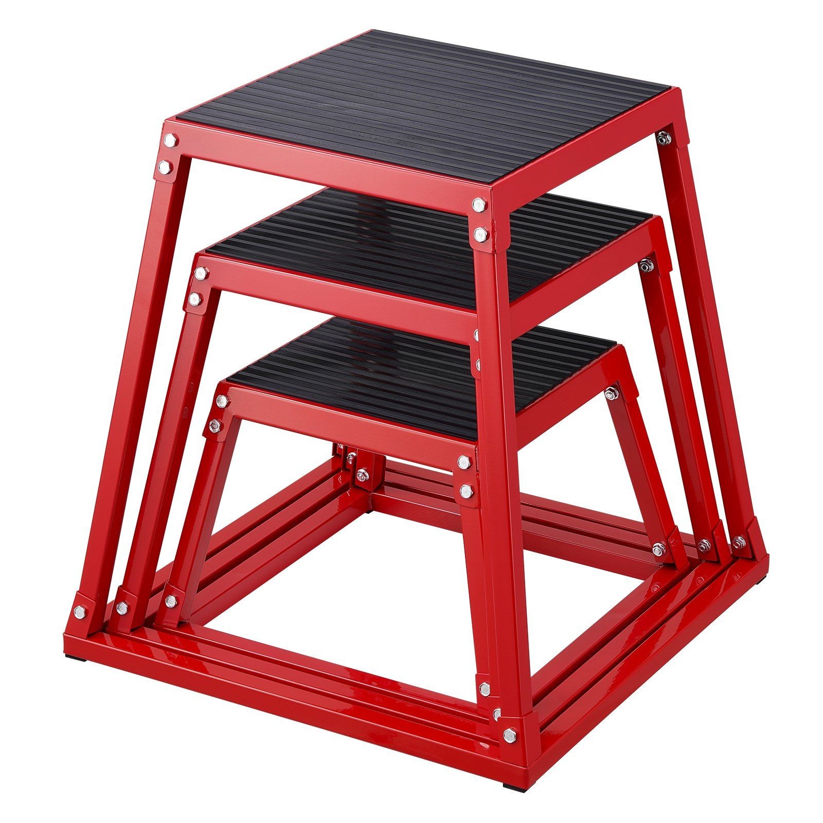 Anti-Slip Plyo Box Set 3 Sizes 12in 18in 24in 500lb Steel Construction