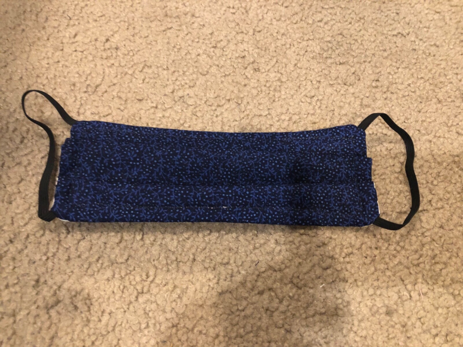 blue & white Chevron line print handmade cotton face mask reversible
