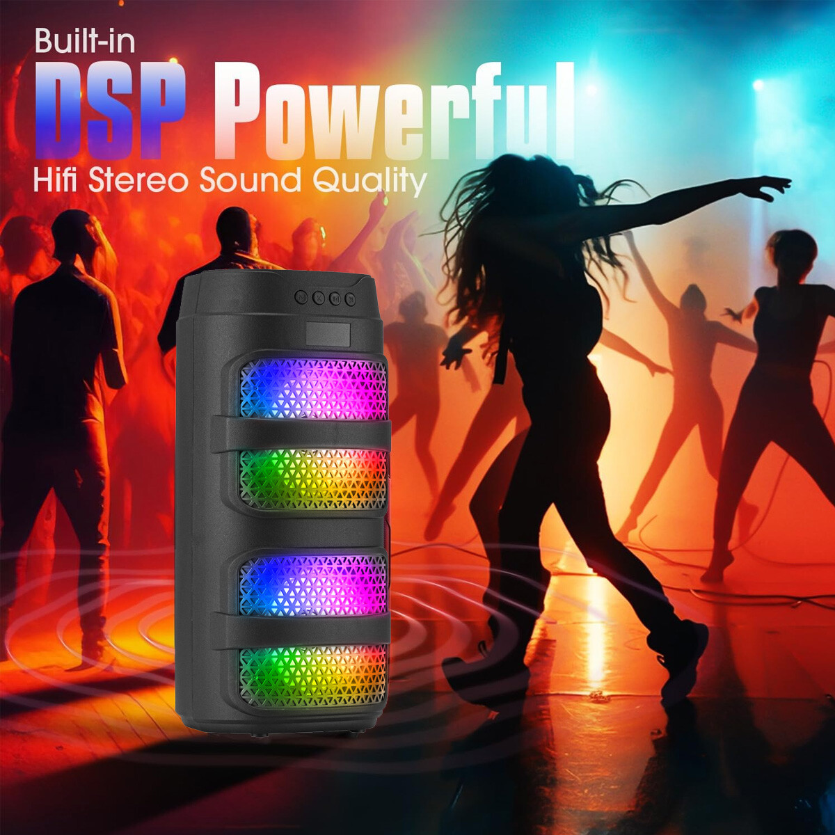 Dual 4" 3000W Portable Bass Heavy Bass Bluetooth Speakers Stereo Party TWS Sound