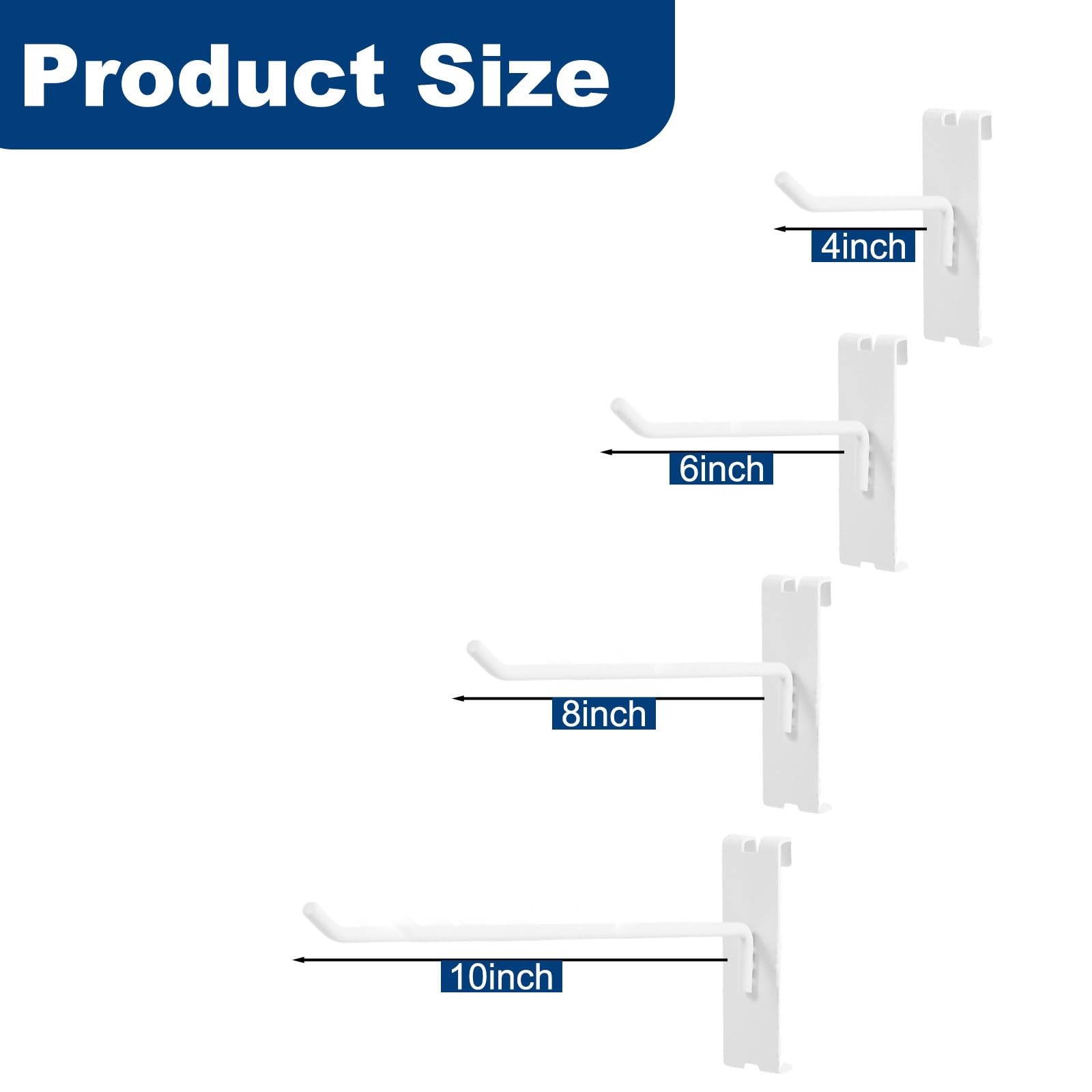 96 PCS Heavy Duty 6 Inch Gridwall Grid Panel Hooks White Retail Display