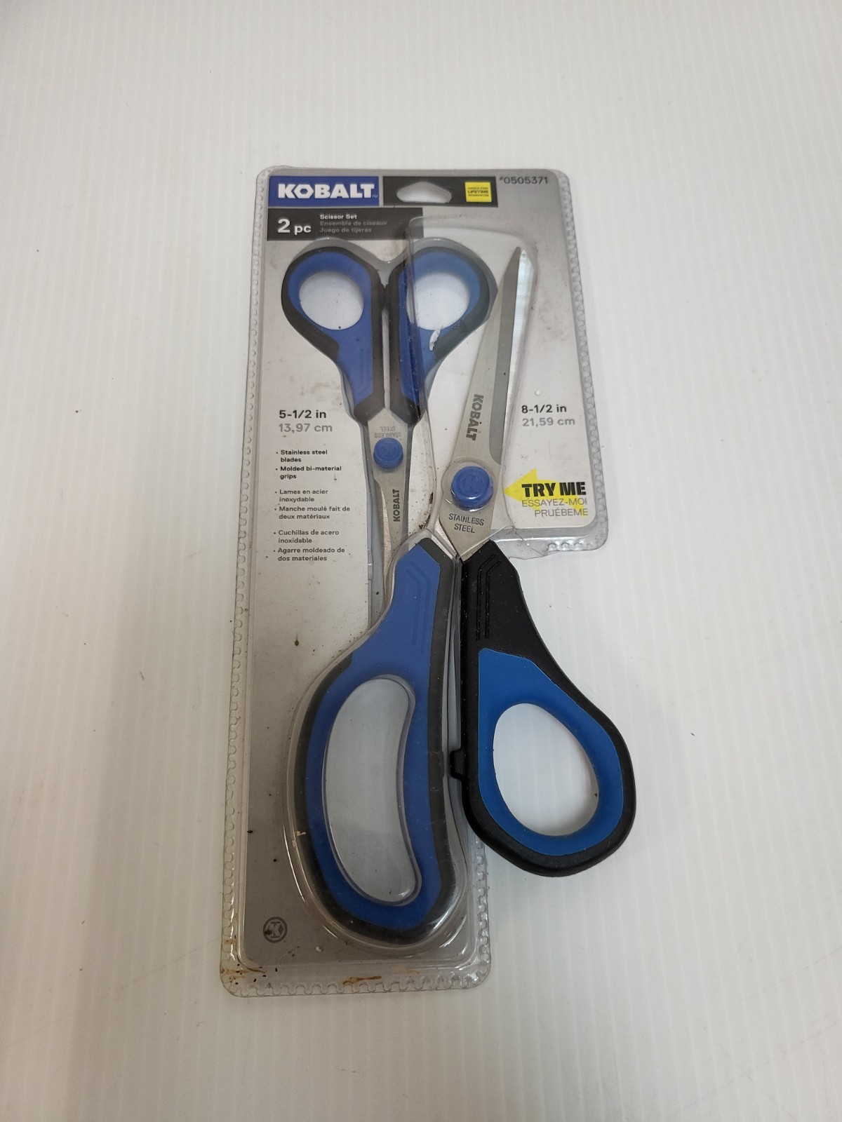 KOBALT 2 Piece Stainless Steel Straight Scissors Comfort Grip Household Kitchen