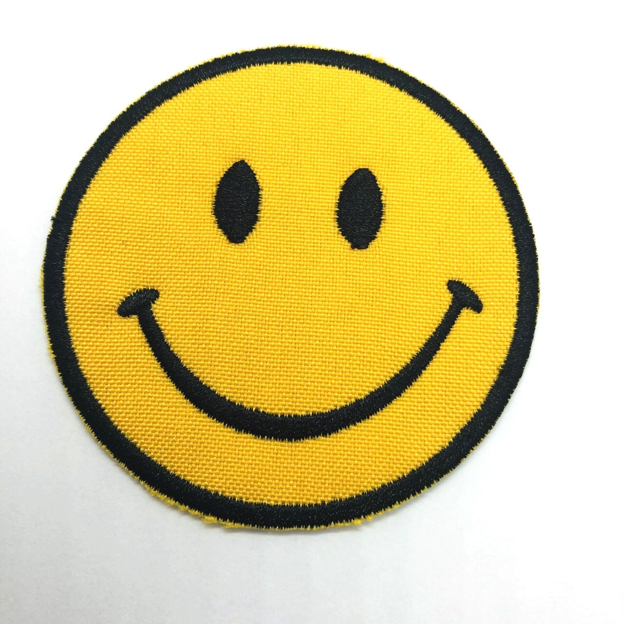 Smiley  smiling face retro boho hippie embroidered iron-on patch 2.75 inch ( 1 )