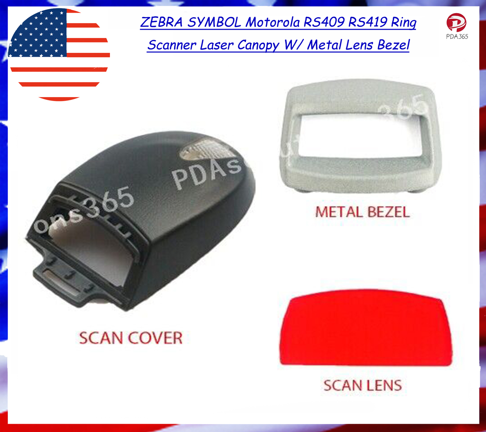 ZEBRA SYMBOL  RS409 RS419 Ring Scanner Laser Canopy W/ Metal Lens Bezel