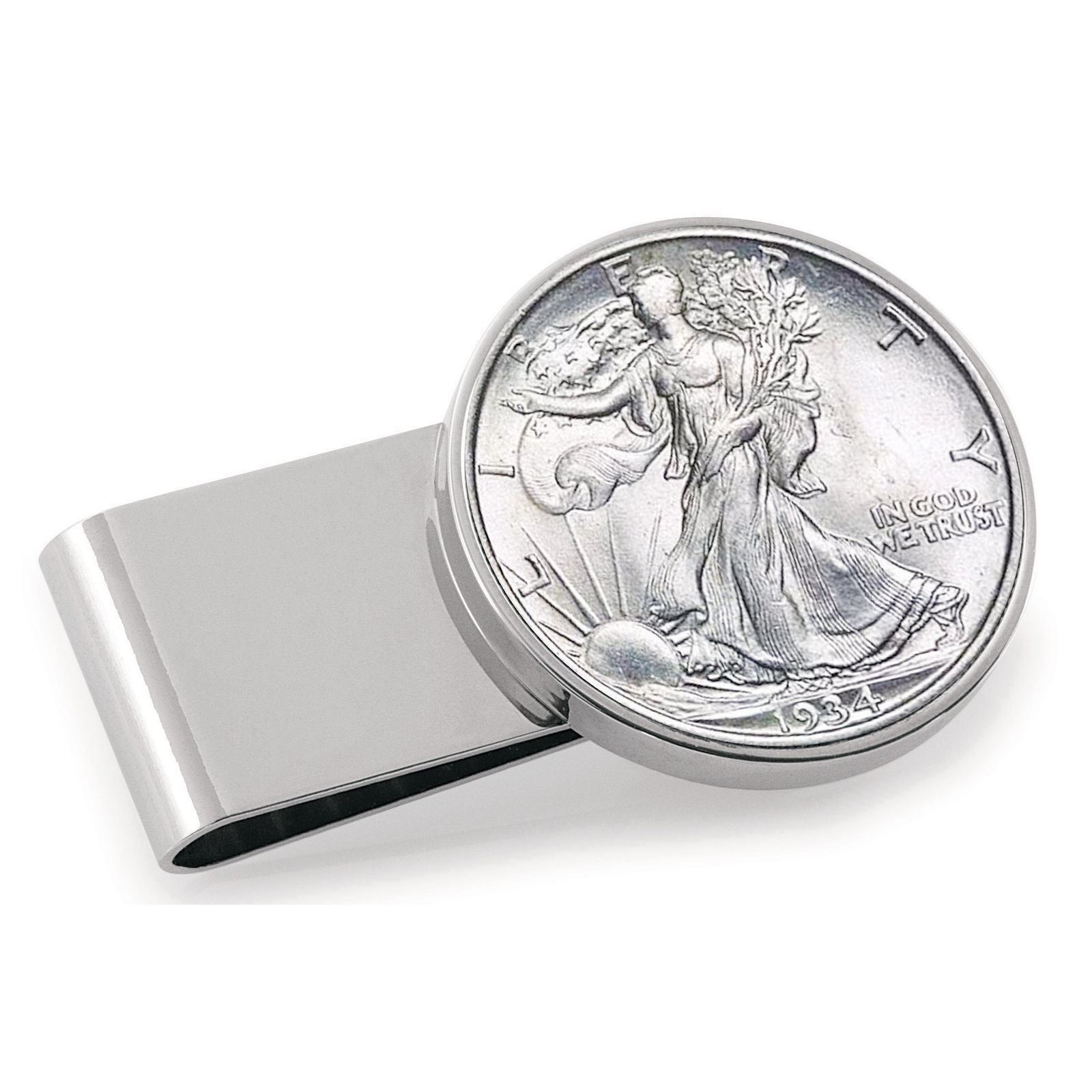 NEW Silver Walking Liberty Half Dollar Stainless Steel Coin Money Clip 13167