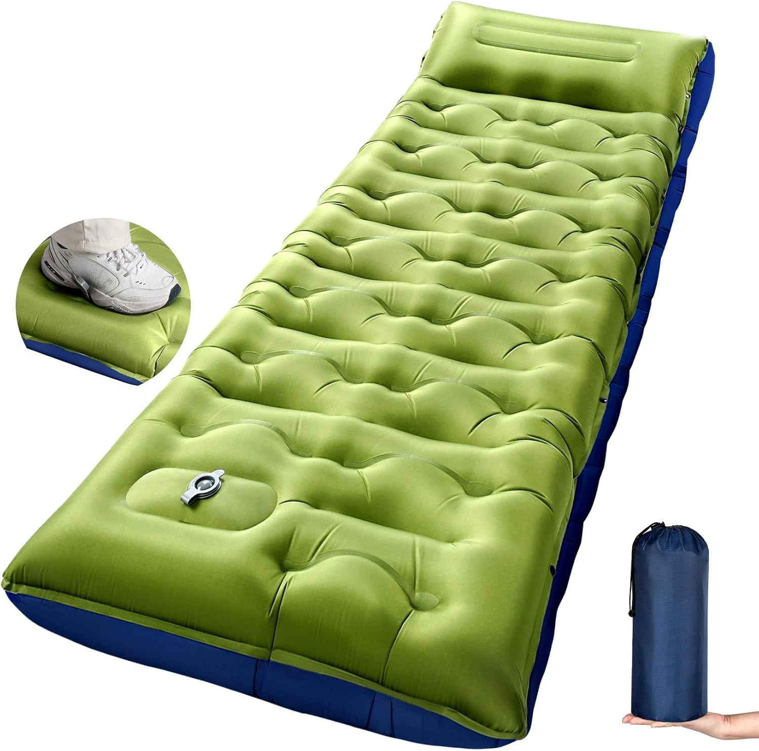 6 Inch Thick Camping Sleeping Pad Extra Wide Inflatable Mat With Pump