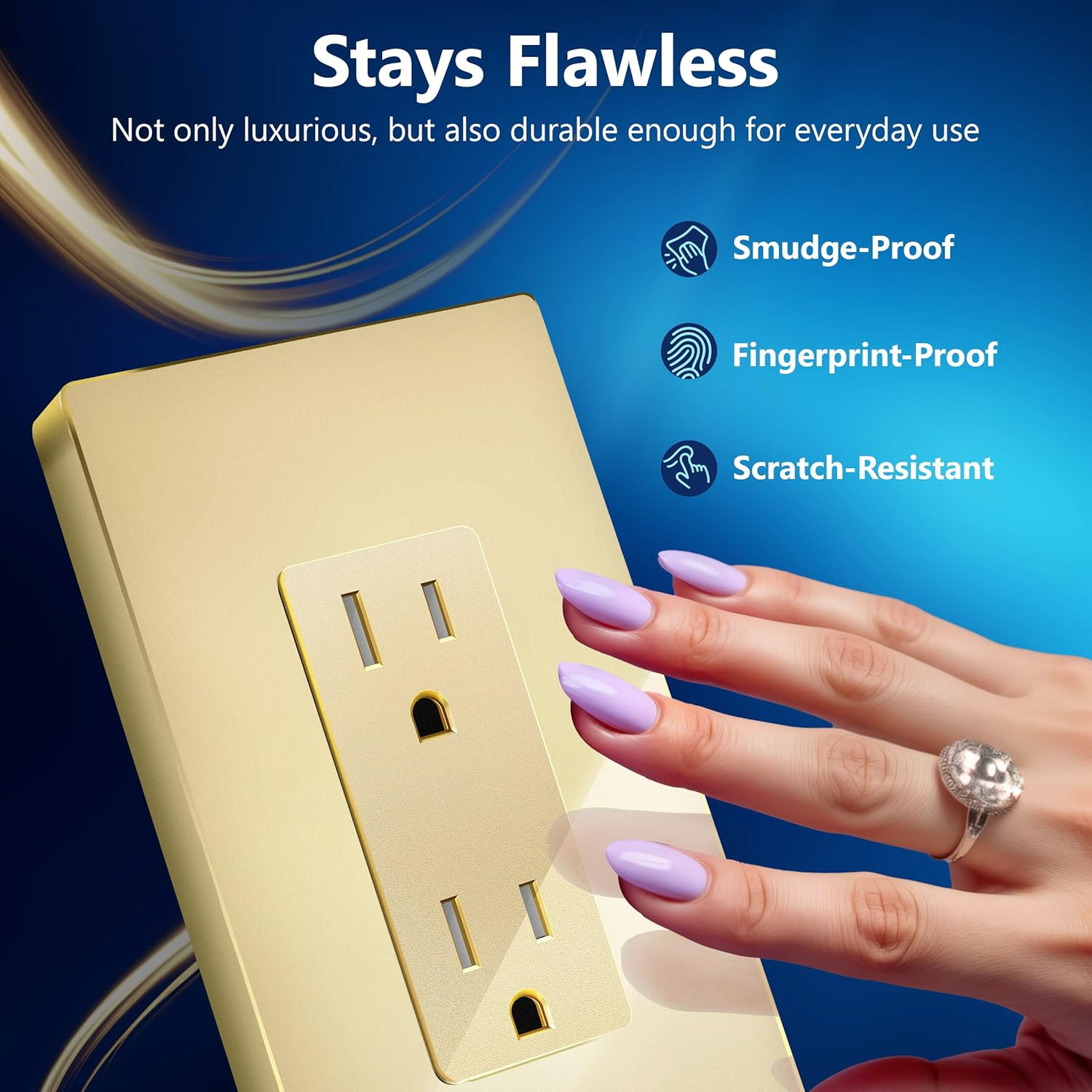 LIDER Matte Finish Decorator Receptacle with Interchangeable Face Cover 15A Gold