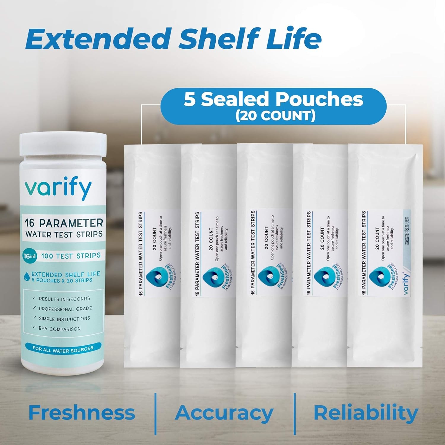 Varify 17in1 Complete Drinking Water Test Kit - 100 Strips + 2 Bacteria...