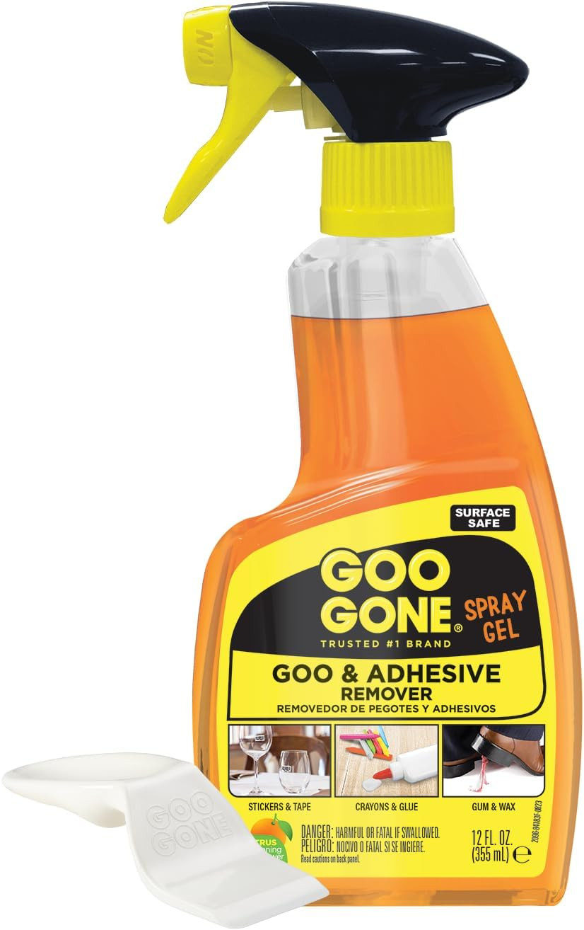 Goo Gone Spray Adhesive Remover Gel, 12 Oz, Removes Glue, Stickers, Tape Residue