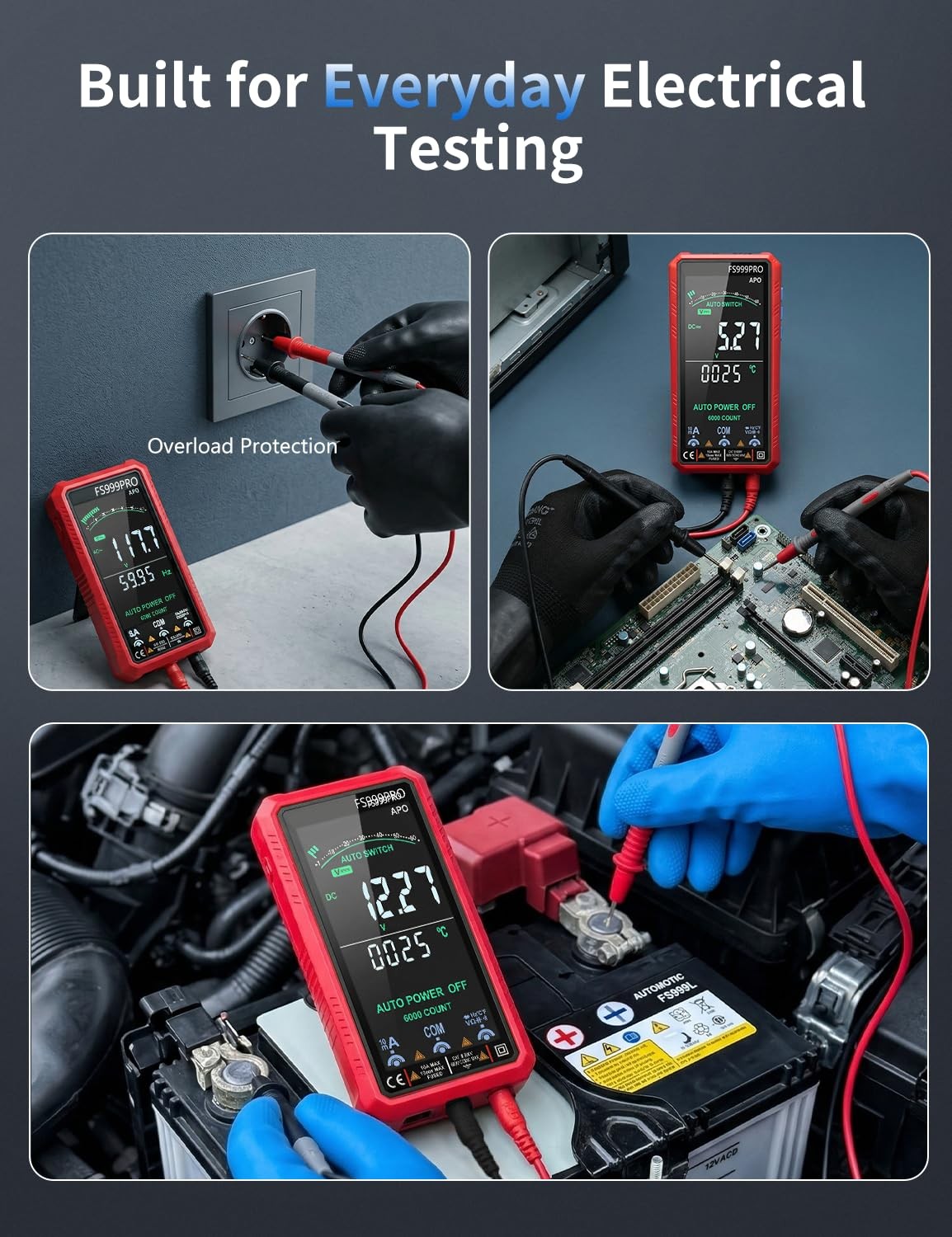 Digital Multimeter, Auto-Ranging Smart Electrical Tester, 6000 Counts TRMS, U...