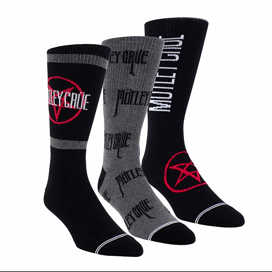 3 Pairs Officially Licensed Rock Band MOTLEY CRUE Poly Cotton Crew Length Socks