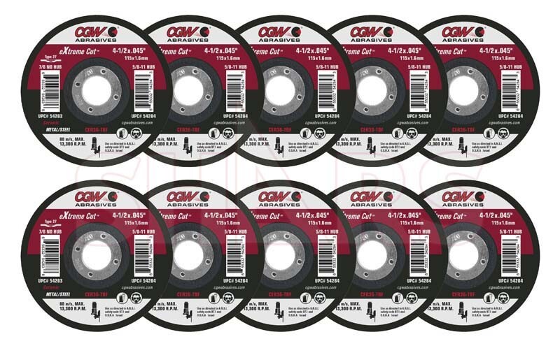CGW 10 PCS 5 x 0.045 x 7/8 36 Grit Type 27 Ceramic Extreme Cutoff Wheel ^|