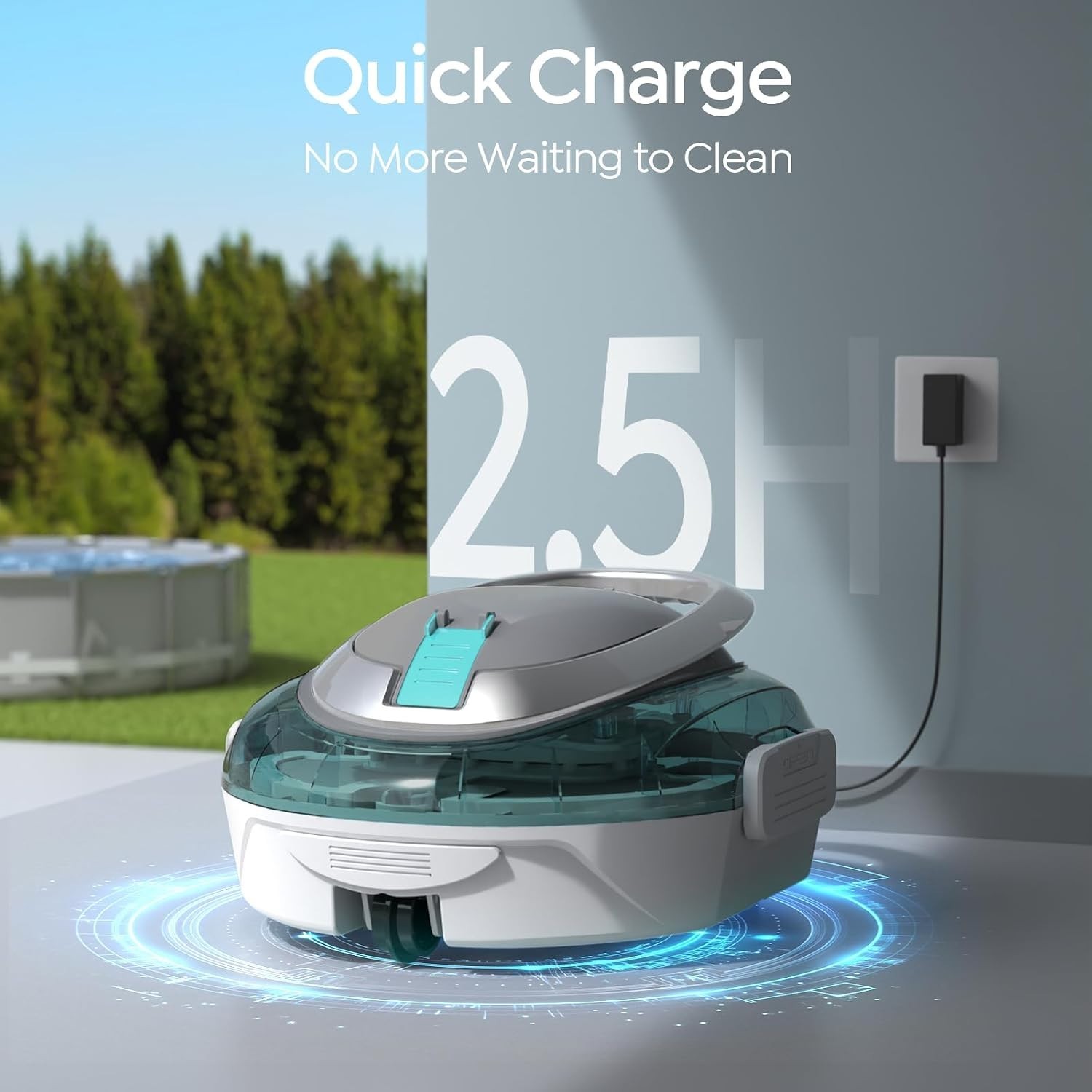Pool Vacuum Robot for above Ground Pools, Cordless Operation, 80-Min Runtime