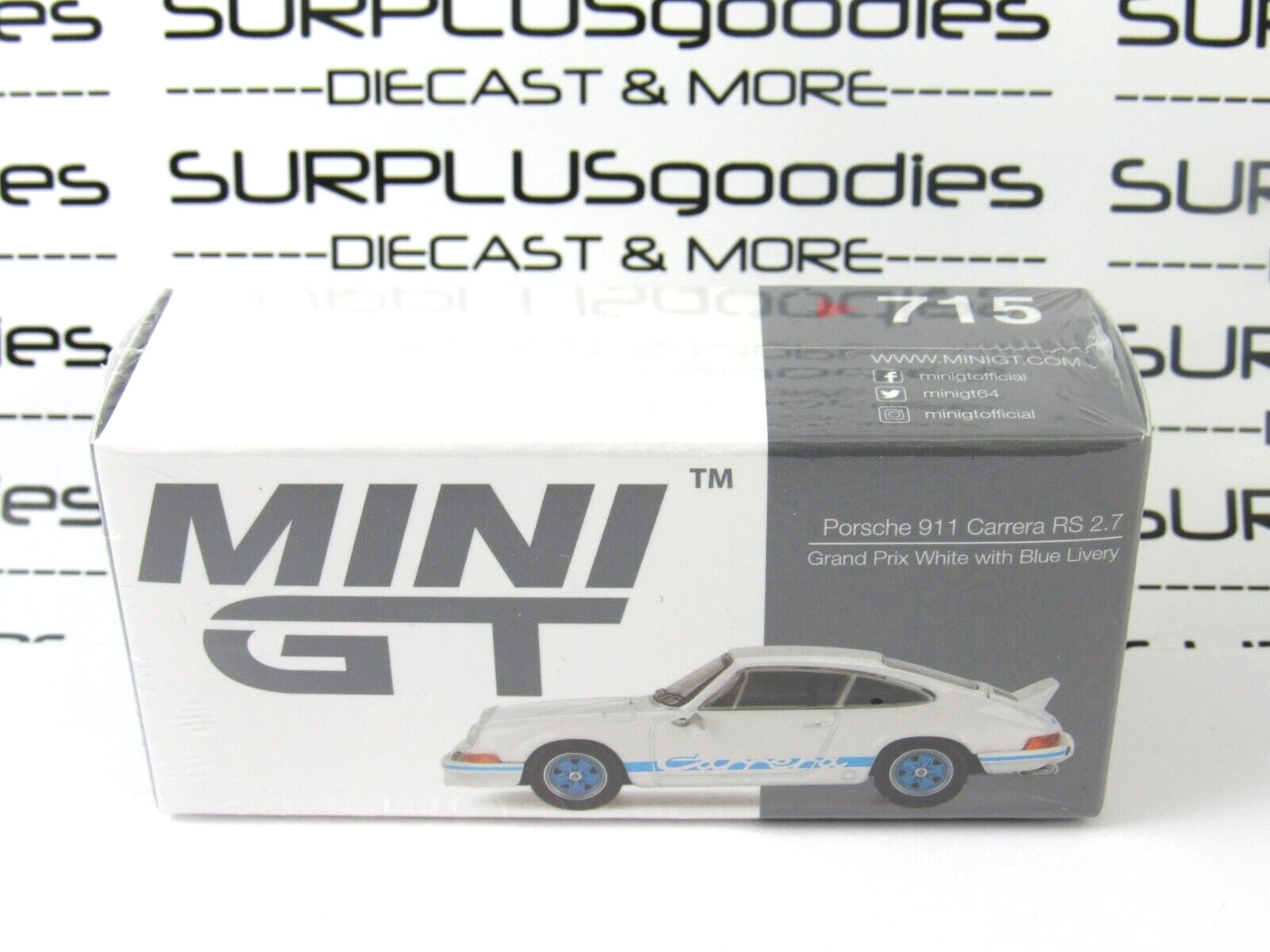 2025 Mini-GT Overseas Edition: White PORSCHE 911 CARRERA RS 2.7 Item #MGT00715-L