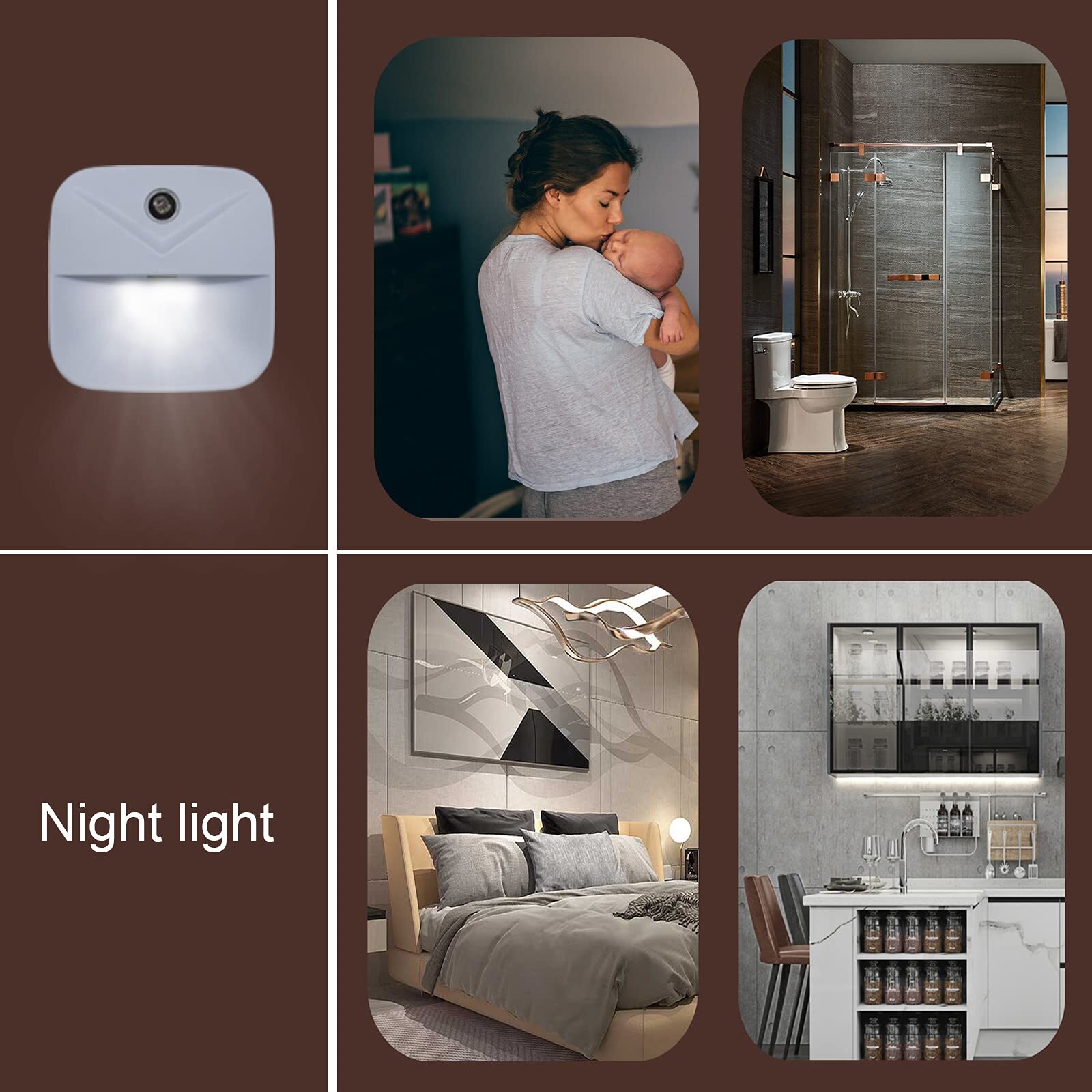 6 Pack Night Light Plug in,White LED Nightlights with Smart Dusk to Dawn Sensor,