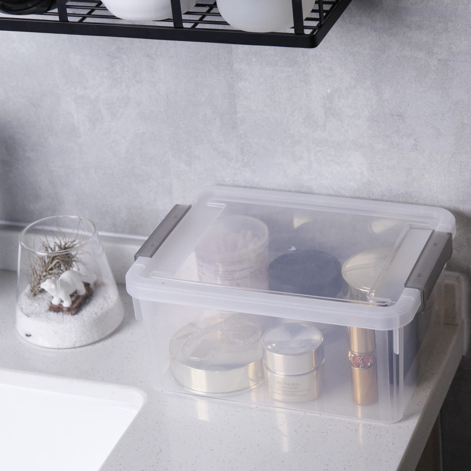 Anywish Clear Plastic Storage Bins with Lids, 3.2 QT, 8 Pack