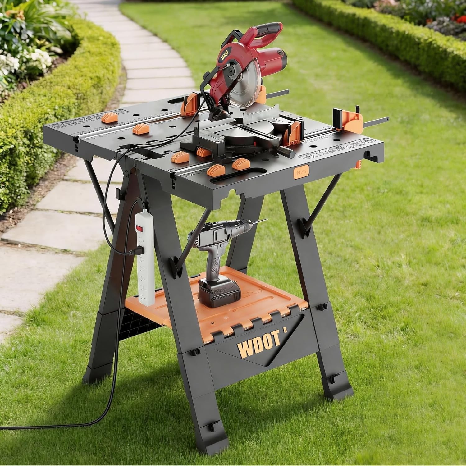 Sturdy 500lbs Mobile Work Table - 2-in-1 Portable Folding Bench for Woodworking