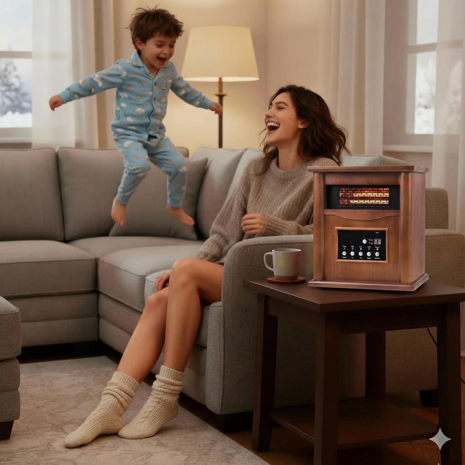 Portable Space Heater, 1500W Electric Infrared Heater for Indoor Use, Living Roo