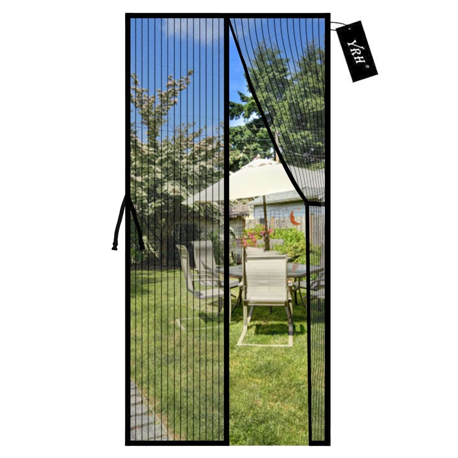 YRH Magnetic Screen Door with Stay Open Buckles  Heavy Duty SelfSealing Mesh,...