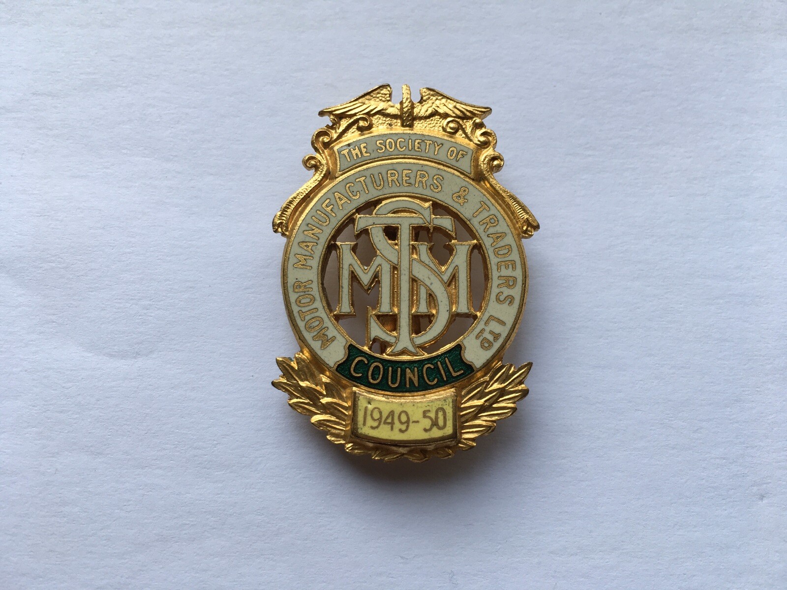 1949-50 THE SOCIETY OF MOTOR MANUFACTURERS & TRADERS LTD COUNCIL LAPEL BADGE
