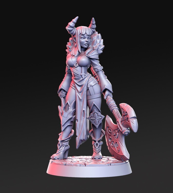 Dungeons and Dragons - Playable Character - Female Tiefling Soraya - Barbarian