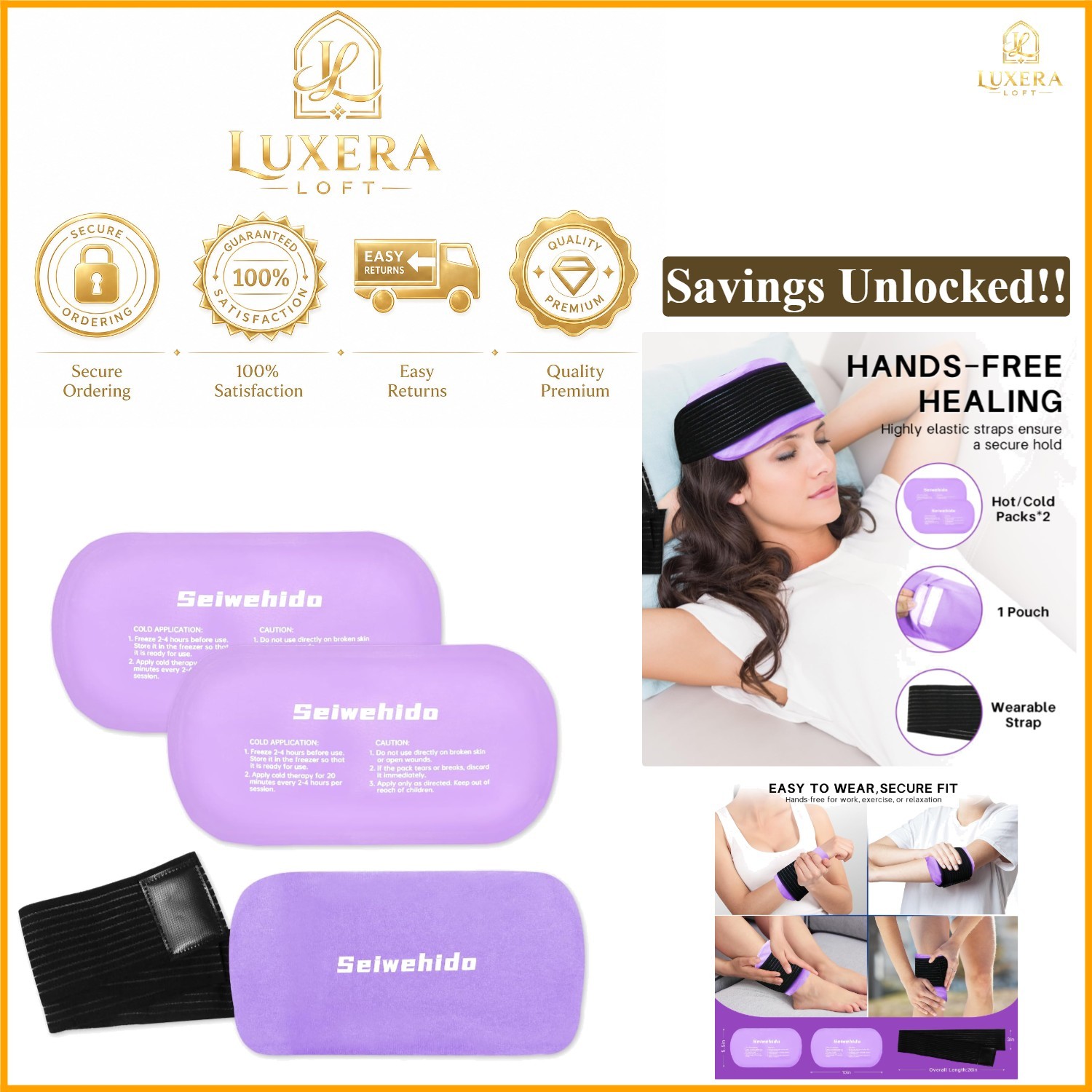 Reusable Gel Ice Packs Hot Cold Therapy Wraps for Pain Relief Injuries