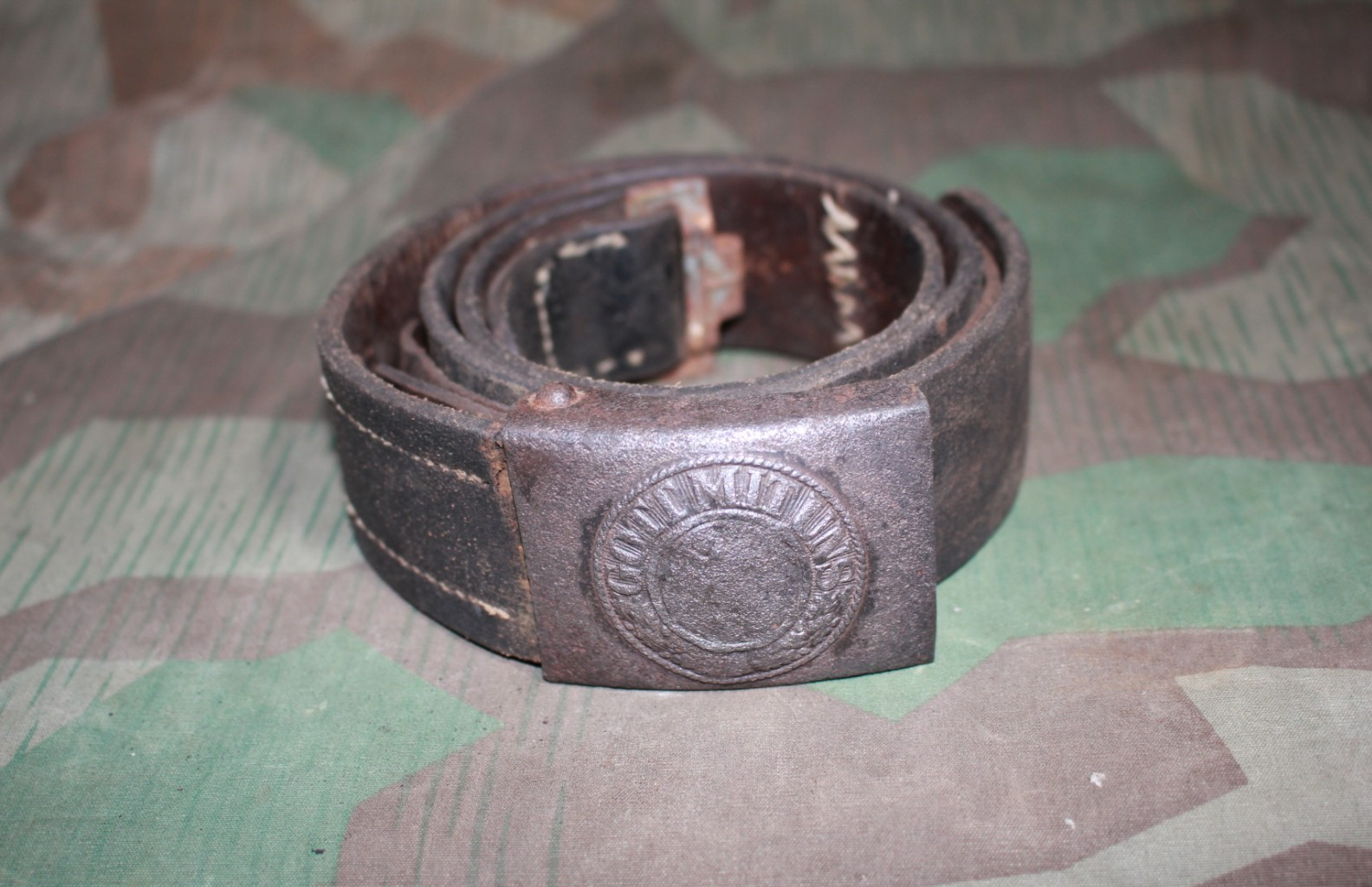 ORIGINAL WW2 GERMAN ARMY WEHRMACHT HEER BELT WITH STEEL BUCKLE DENAZIFIED 1940