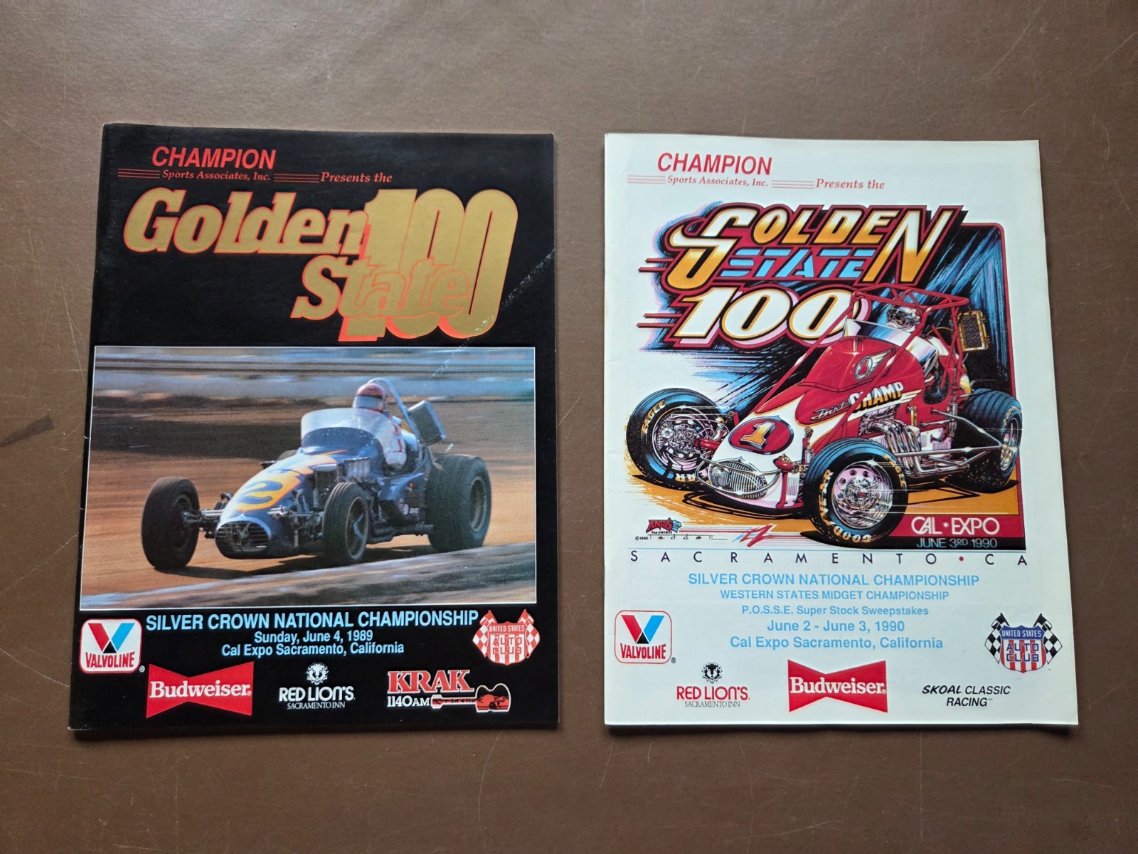 Lot of 2 Race programs Champion Golden Sate 100 1989 & 1990 Sacramento Cali