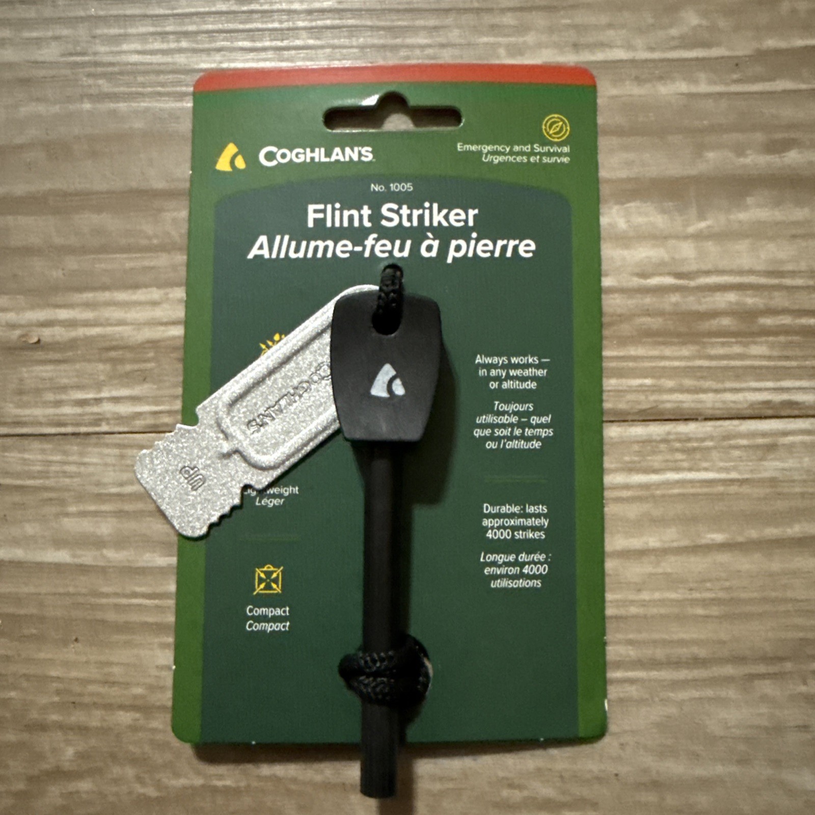 Coghlan's Flint Striker Ferro Cerrium Fire Starter Rod w/ Steel Camping Survival