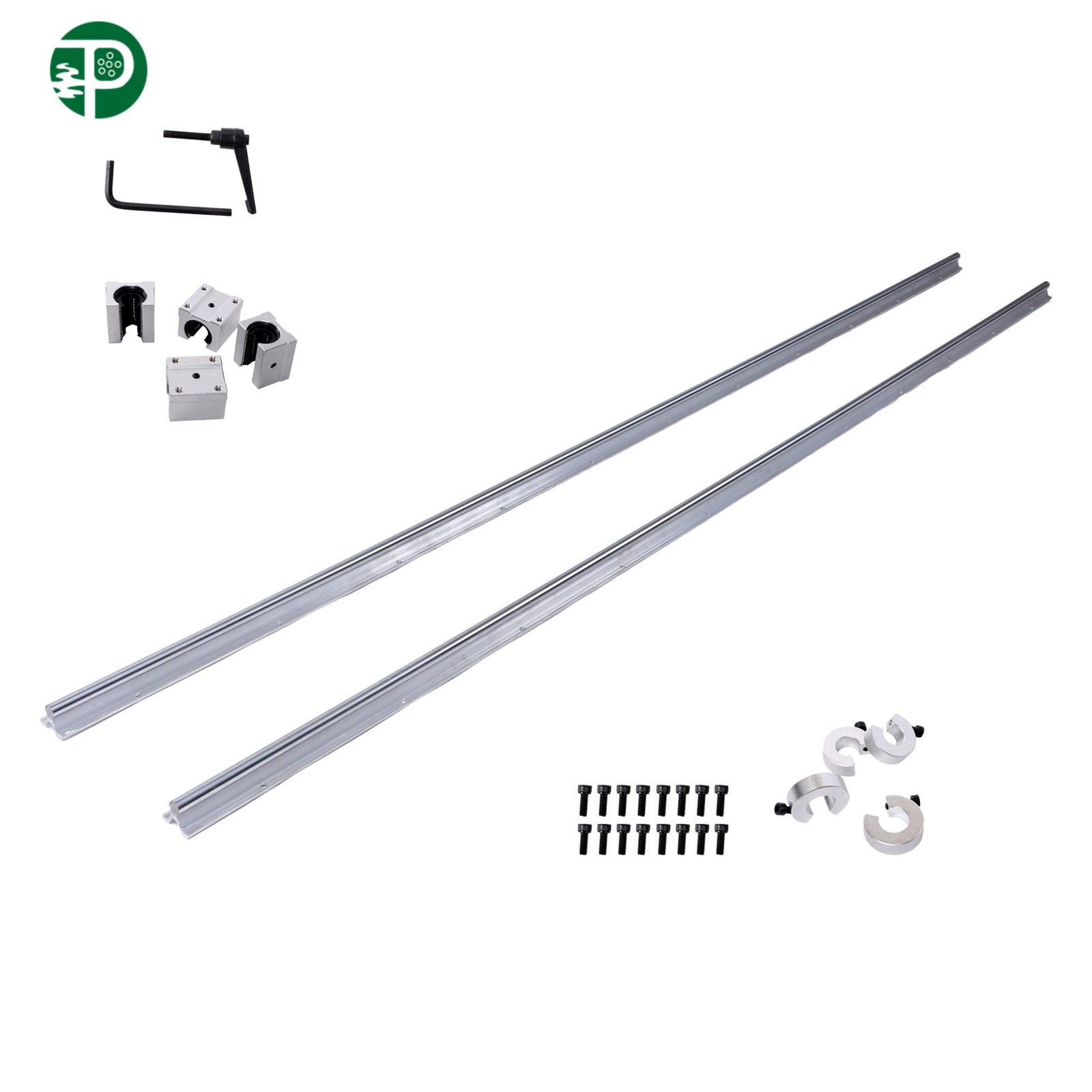 2Pcs SBR16-2200mm Linear Rail + 4 SBR16UU Bearing Blocks,4Pcs 16mm Fixing Ring