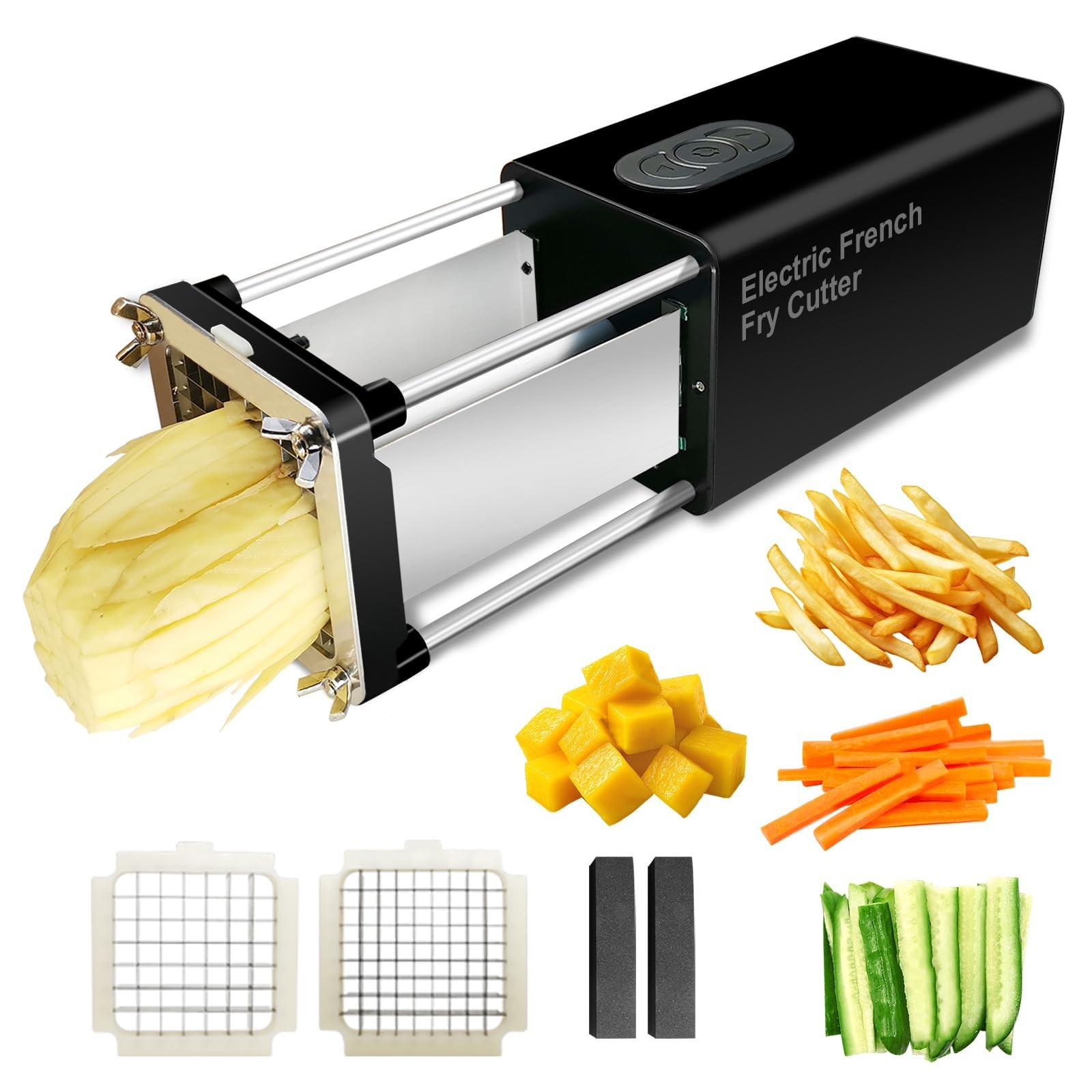 Electric French Fry Cutter, Commercial Automatic French Fry Cutter, Stainless...