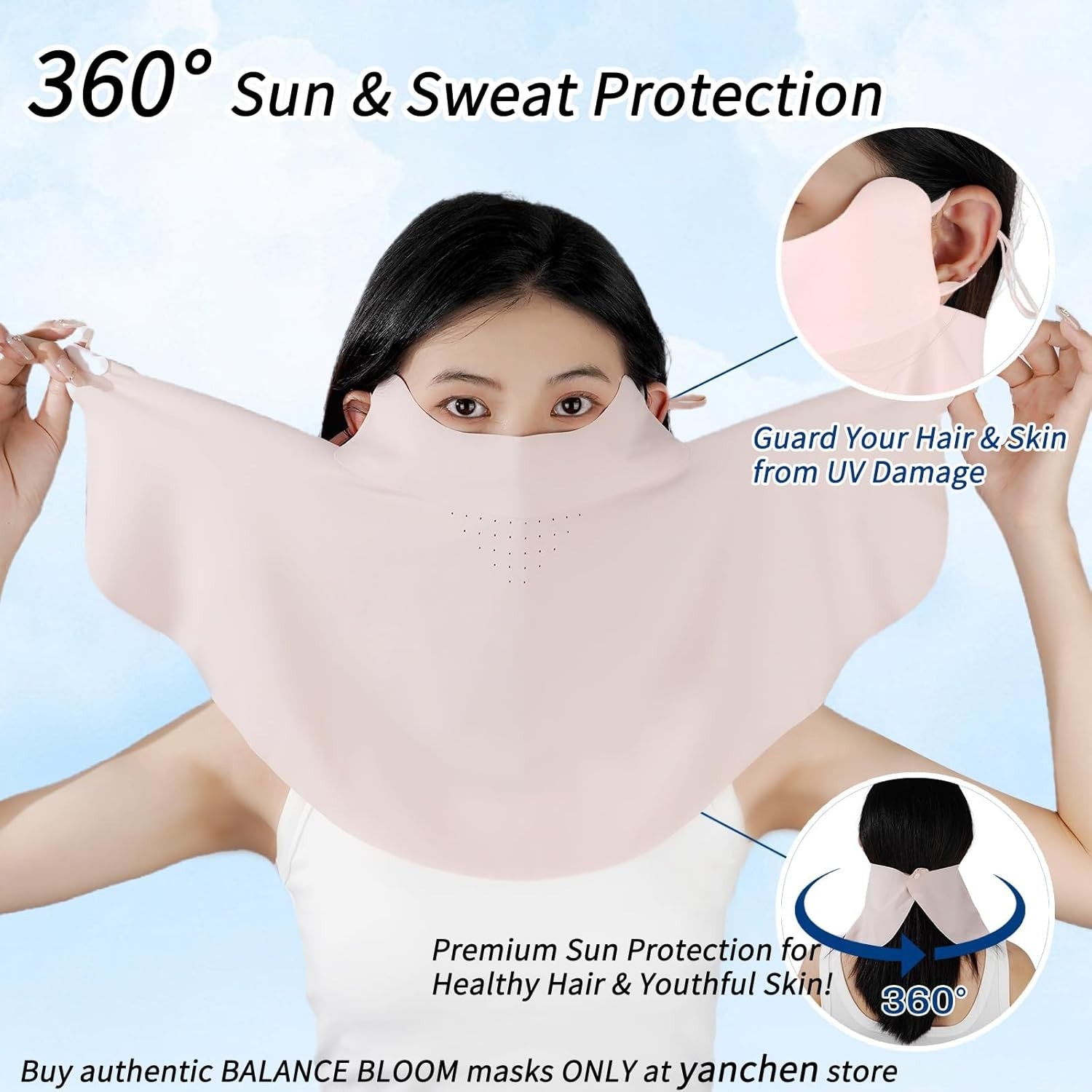 UV Sun Protection Face Mask with Neck Coverage UPF 50+ Face Shield Breathable...