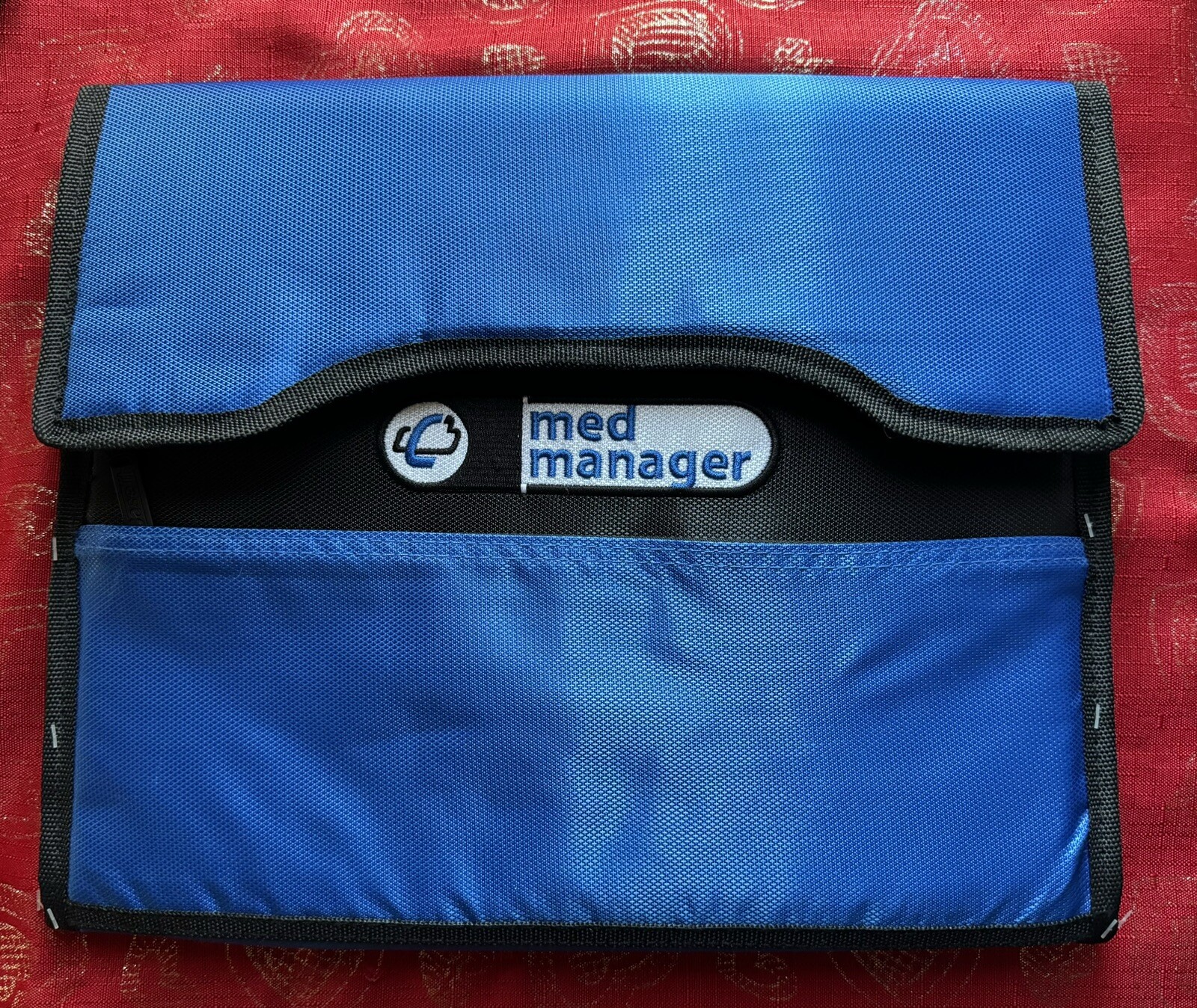 NEW w/o Tags 10x13 Case-It THE MED MANAGER Black/blue Organizer for Medications