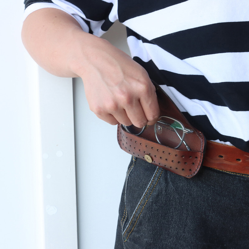 TOURBON Leather Eyeglasses Protector Case Glasses Carrier Belt Pouch Gift