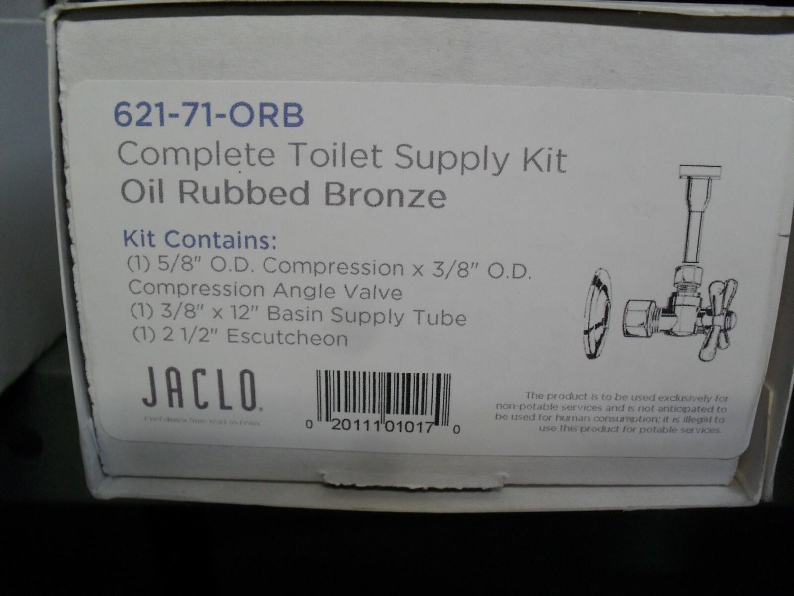 Jaclo 621-71-ORB 5/8" OD x 3/8" Od QT Angle Valve Toilet supply 12" Oil Rubbed