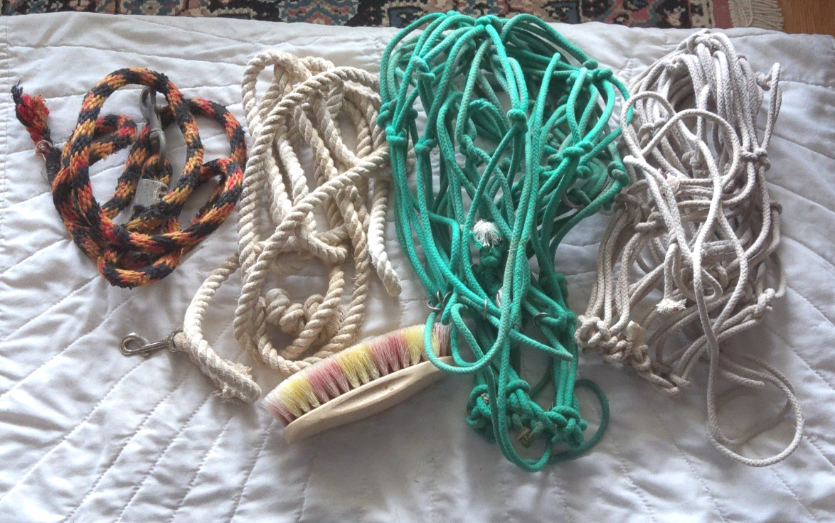 TACK LOT    2 - ROPE HAY NETS   1 - LEADLINE   1 - LONG LEADLINE