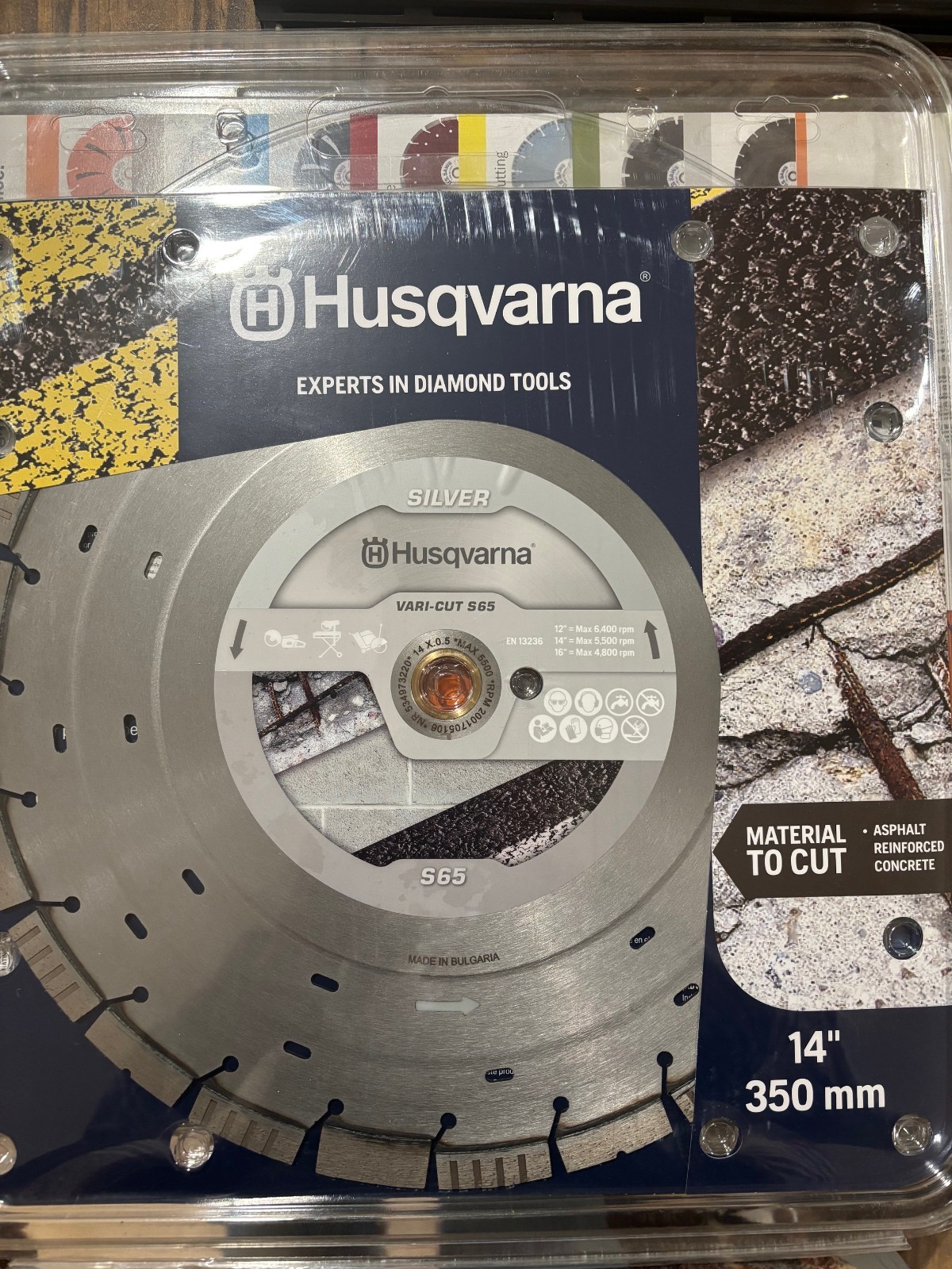 HUSQVARNA Vari-Cut S65 14 Diamond Saw Blade,Blade Dia. 14 in.
