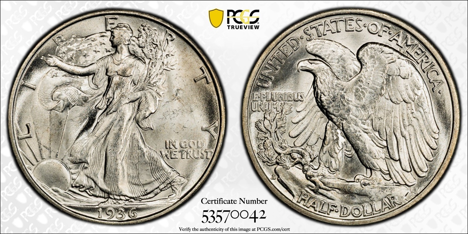 1936 D PCGS MS64 DDO - Silver Walking Liberty Half Dollar 50c US Coin #59713A