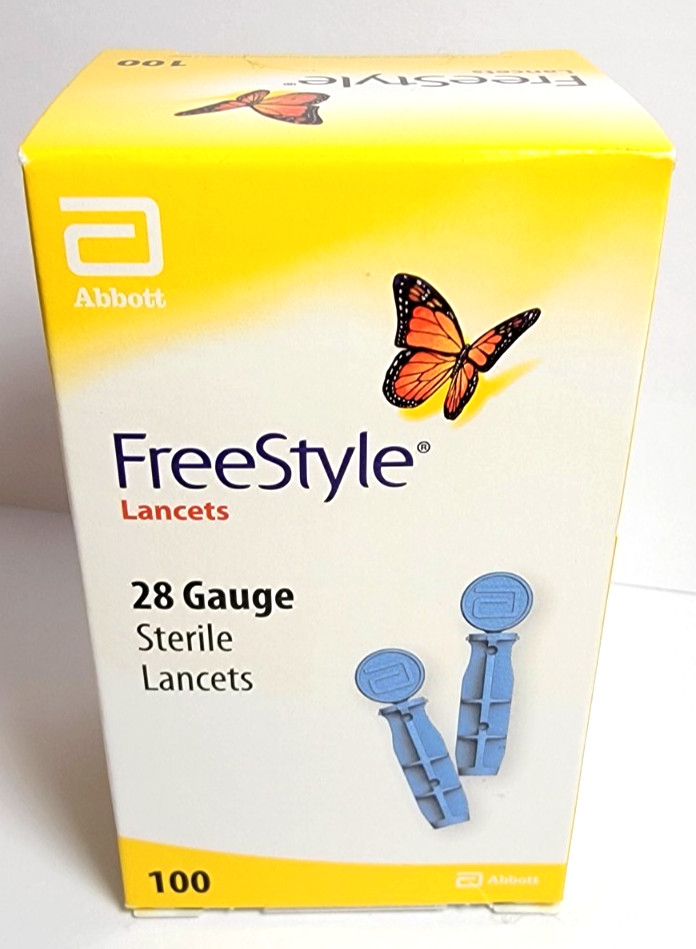 ABBOTT FREE STYLE - 28 GAUGE - 100 STERILE LANCETS - SEALED BOXES