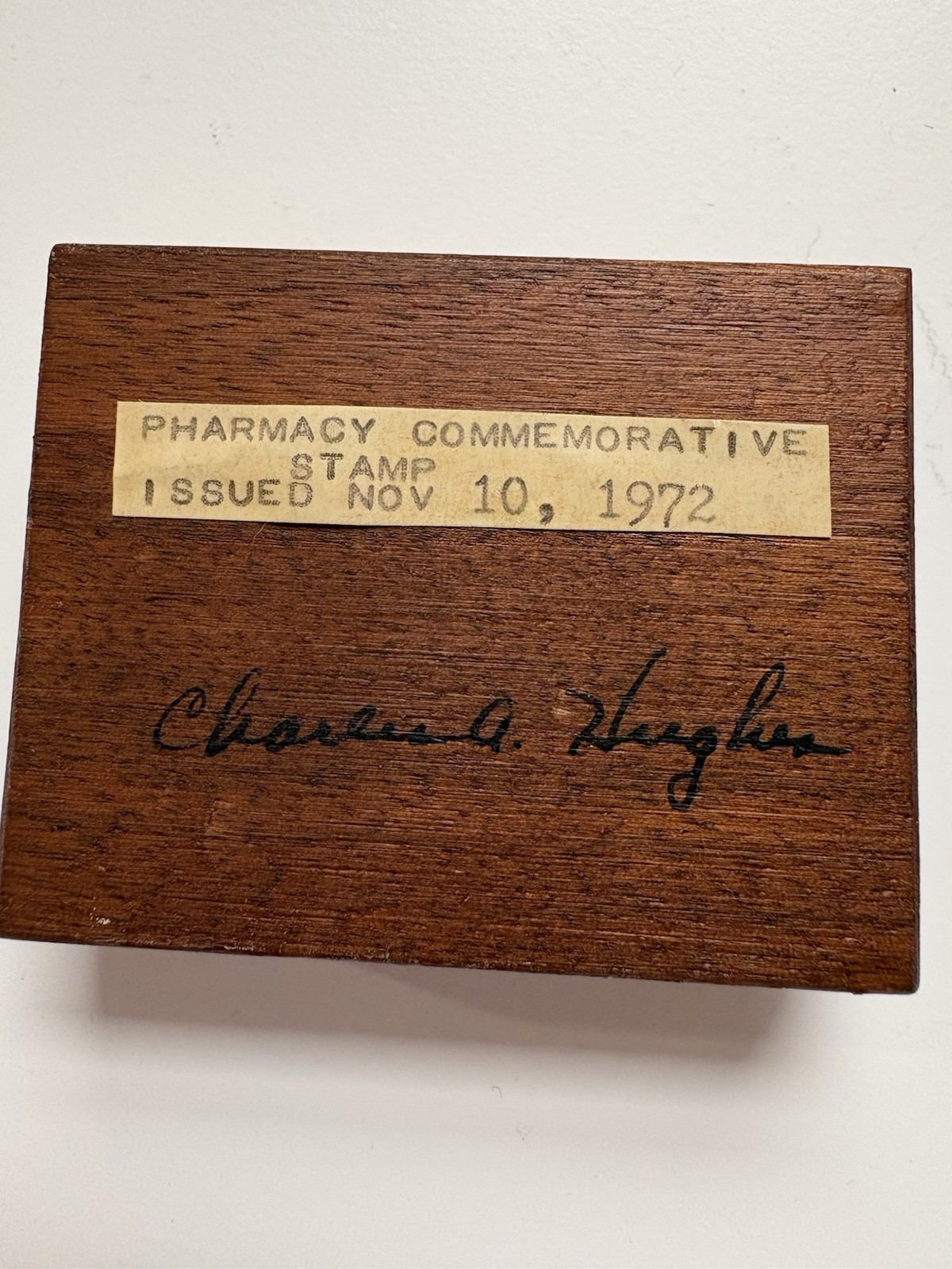 Handmade Framed 8 Cent U.S. Postage Stamp Pharmacy 1972 on miniature easel