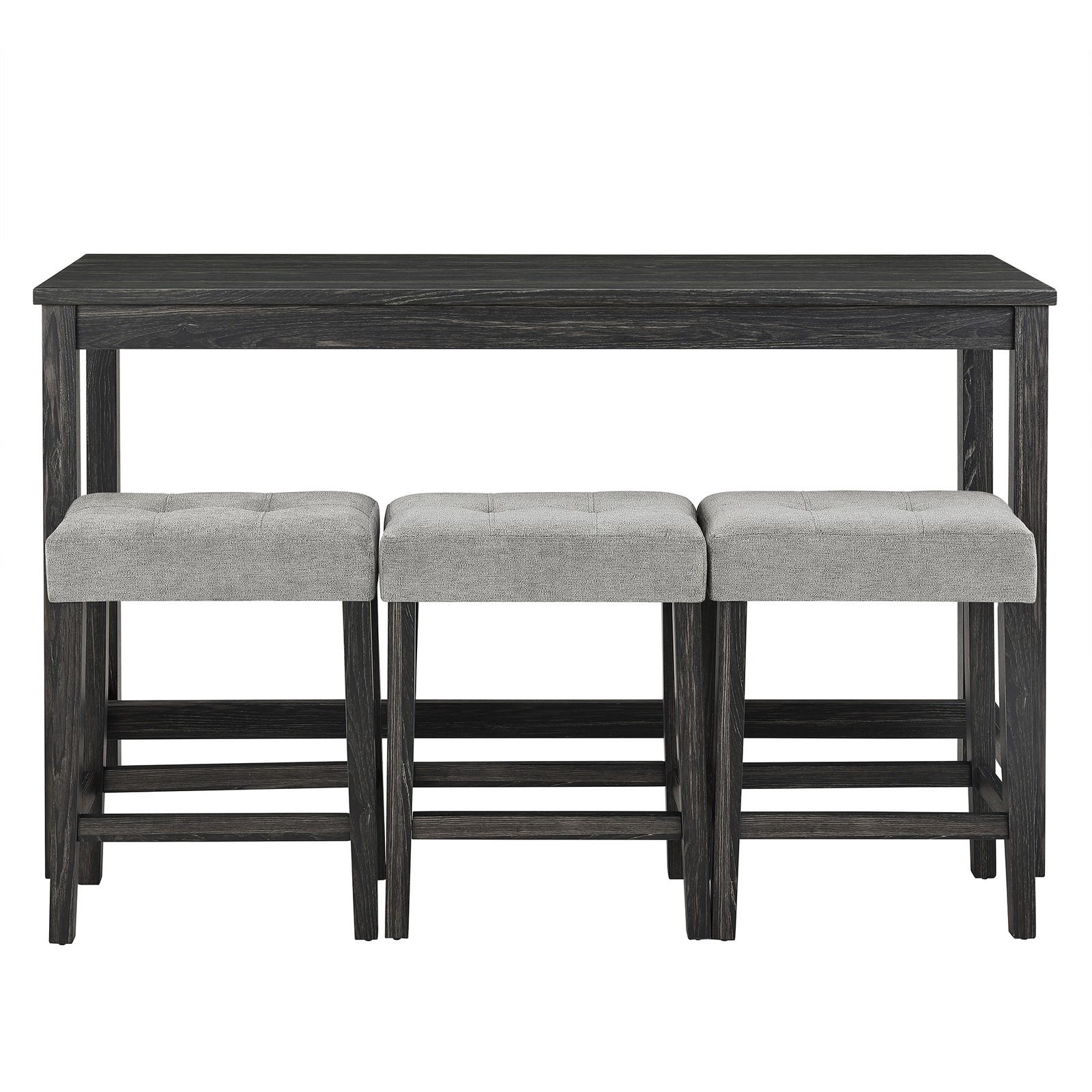 Bar Table Set w/ Power Outlet 4pcs Dining Table Industrial Breakfast Table