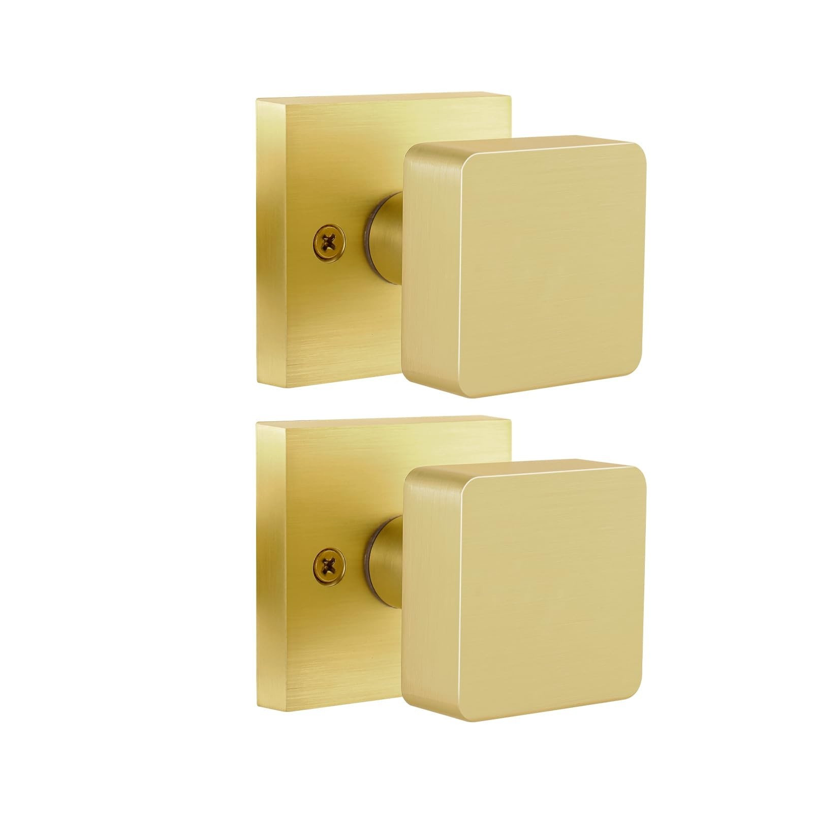 2 Pack Gold Dummy Door Knob, Brushed Gold Door Knobs Interior for Closet, Hea...